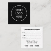 ビジネスロゴスクエア白黒アポイントメントカード 予約カード (正面/裏面)