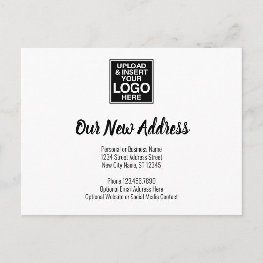 ビジネスロゴスクリプトによる新しいアドレスの変更 案内ポストカード (正面)