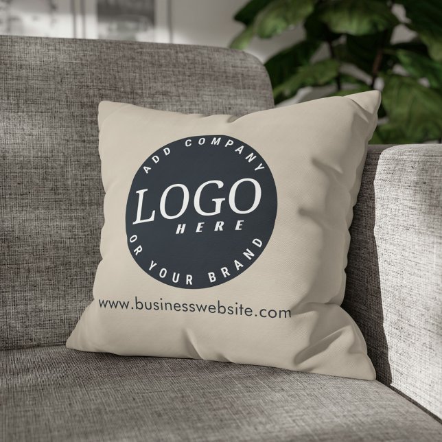 ビジネスロゴスローガンとWebサイトアドレスのカスタム アウトドアクッション (Business Logo Hotel Guest House Throw Pillow)