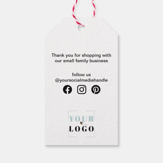 ビジネスロゴソーシャルメディアありがとうクラフトラベル ギフトタグ (裏面)