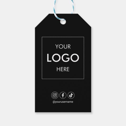 ビジネスロゴソーシャルメディアプロフェッショナルブラック ギフトタグ (正面)