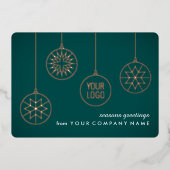 ビジネスロゴティール（緑がかった色）スノーフレーククリスマスオーナメント 箔シーズンカード (正面)