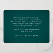 ビジネスロゴティール（緑がかった色）スノーフレーククリスマスオーナメント 箔シーズンカード (裏面)