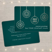 ビジネスロゴティール（緑がかった色）スノーフレーククリスマスオーナメント 箔シーズンカード