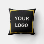 ビジネスロゴテンプレートブラックと金ゴールド クッション (裏面)