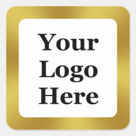 ビジネスロゴテンプレート金ゴールドとホワイトブランド スクエアシール
