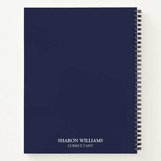 ビジネスロゴネイビーブルーモノグラムイニシャル ノートブック (裏面)