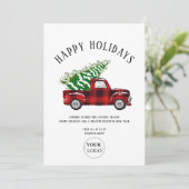 ビジネスロゴハッピーホリデイズレッドプラッドトラック シーズンカード (スタンド正面)