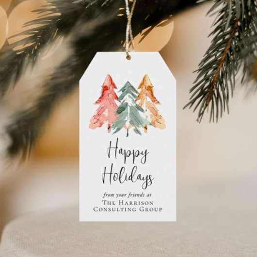 ビジネスロゴハッピーホリデーズウォーターカラークリスマス ギフトタグ