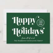ビジネスロゴハッピーホリデーズグリーンクリスマス シーズンカード (正面)
