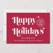 ビジネスロゴハッピーホリデーズレッドクリスマス シーズンカード (正面)