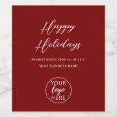 ビジネスロゴハッピーホリデー ワインラベル (シングルラベル)