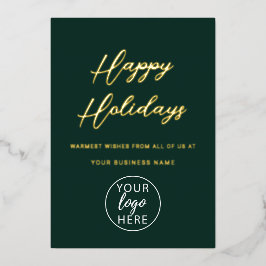 ビジネスロゴハッピーホリデー 箔シーズンカード