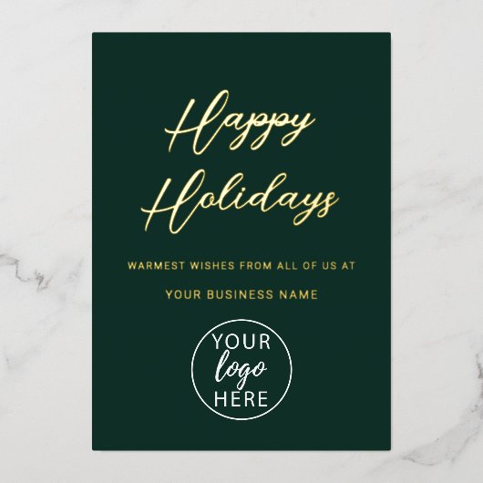 ビジネスロゴハッピーホリデー 箔シーズンカード (正面)