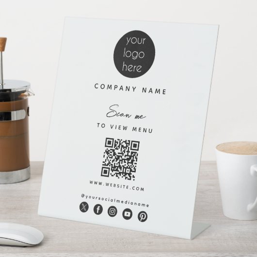 ビジネスロゴビューメニューQRコードソーシャルメディア 台座サイン (インサイチュ)