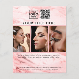 ビジネスロゴピンク大理石3枚の写真QRコード チラシ