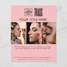 ビジネスロゴピンク美しいサロン3写真QRコード チラシ
