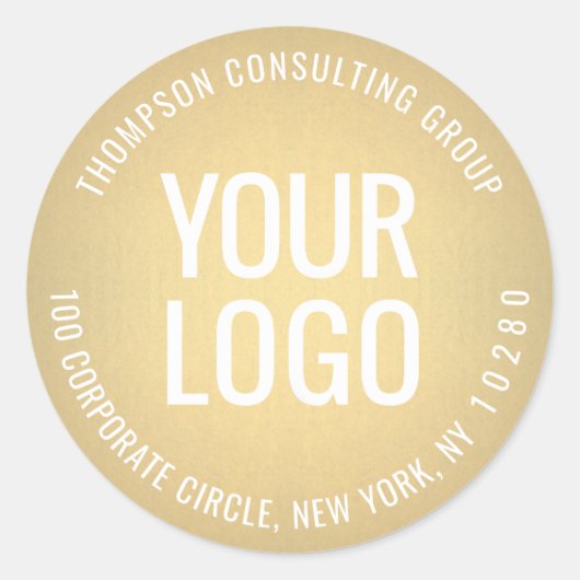 ビジネスロゴフェイクゴールドフォイル差出人住所 ラウンドシール (正面)