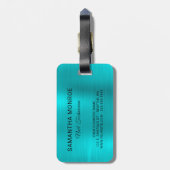 ビジネスロゴフェイクターコイズブルーグラデーションフォイル ラゲッジタグ (裏面縦)