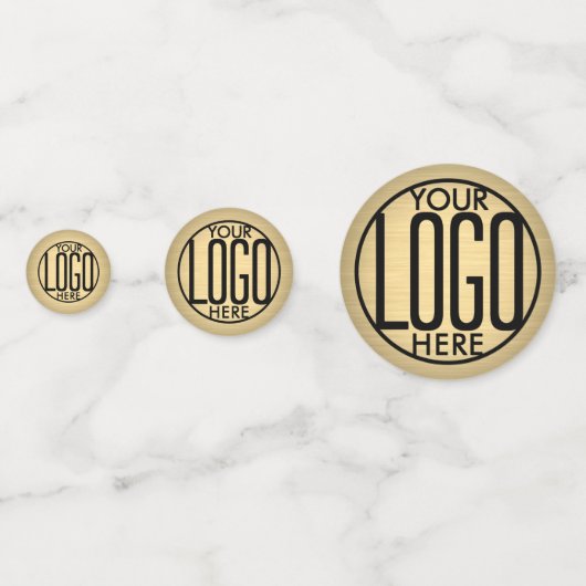 ビジネスロゴフェイクメタリックつや消し金ゴールドテーブル コンフェッティ (裏面)