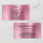 ビジネスロゴフェイクライトピンクグラデーションフォイル 名刺 (正面/裏面)