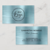 ビジネスロゴフェイクライトブルーグラデーションフォイル 名刺 (正面/裏面)