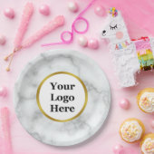 ビジネスロゴフェイク金ゴールドと白大理石 ペーパープレート (パーティー)