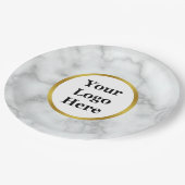 ビジネスロゴフェイク金ゴールドと白大理石 ペーパープレート (アングル)