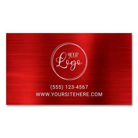 ビジネスロゴフェイク鮮やかな赤い箔 マグネット名刺 (正面)