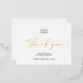 ビジネスロゴフォイルありがとうパッケージ挿入 箔招待状ポストカード (正面/裏面)