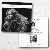 ビジネスロゴフォトグラファー写真白黒 スクエア名刺