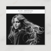 ビジネスロゴフォトグラファー写真白黒 スクエア名刺 (正面)