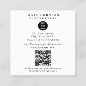 ビジネスロゴフォトグラファー写真白黒 スクエア名刺 (裏面)