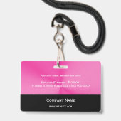 ビジネスロゴフォトピンク黒 バッジ (裏面（ネックストラップ付）)