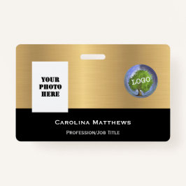 ビジネスロゴフォト金ゴールド黒 バッジ