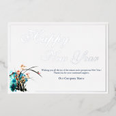 ビジネスロゴフラワーデコーホリデーカード 箔招待状 (正面)