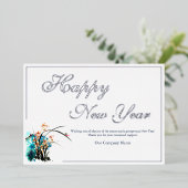 ビジネスロゴフラワーデコーホリデーカード 箔招待状 (立ち正面)