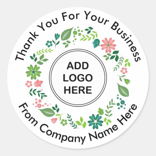 ビジネスロゴフローラありがとうステッカー ラウンドシール (正面)
