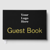 ビジネスロゴブラックおよび金ゴールド文字 ゲストブック (正面)