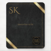 ビジネスロゴブラックアンドゴールデンストライプ マウスパッド (正面)