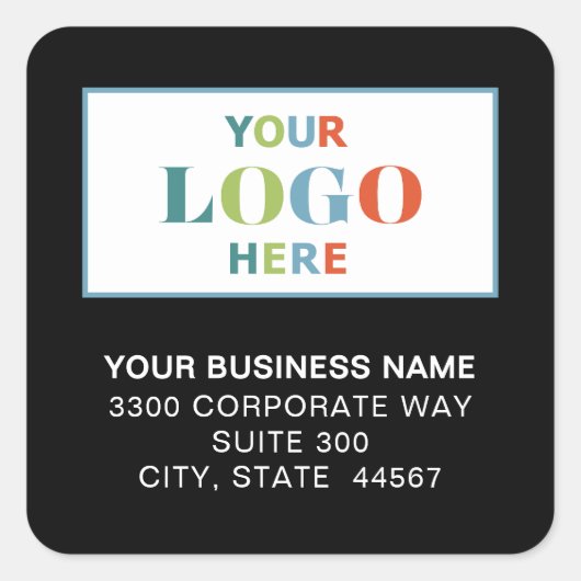 ビジネスロゴブラックスクエア差出人住所ラベル スクエアシール (正面)