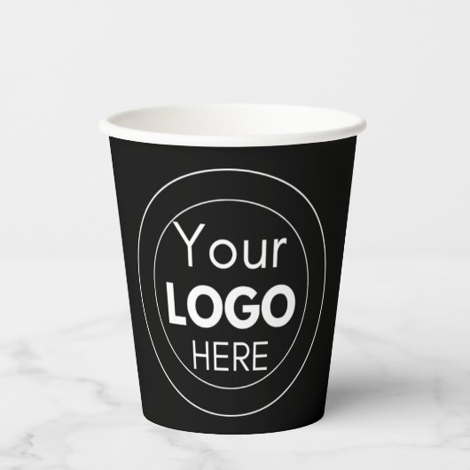ビジネスロゴブラックスタイリッシュモダンプロフェッショナル 紙コップ (正面)