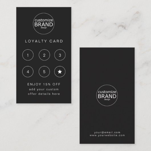 ビジネスロゴブラックプロフェッショナルロイヤリティカード ロイヤリティカード (正面/裏面)