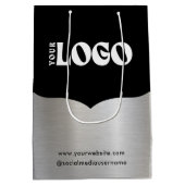 ビジネスロゴブラックメタリック銀紙抱き枕 ミディアムペーパーバッグ (裏面)