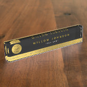 ビジネスロゴブラック金ゴールドクラスエグゼクティブギフト デスクネームプレート (側面)