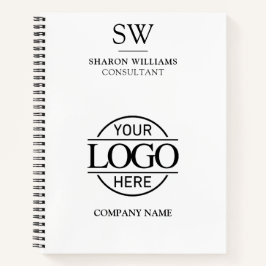 ビジネスロゴブラック&ホワイトモノグラムイニシャルノート ノートブック