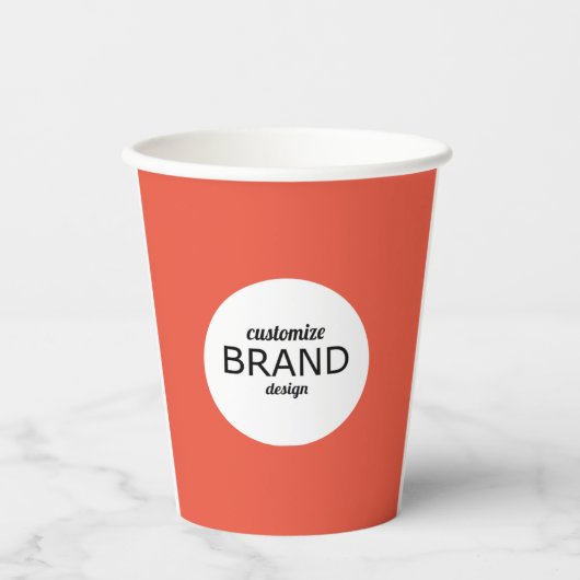 ビジネスロゴブランディングミニマル赤オレンジ 紙コップ (正面)