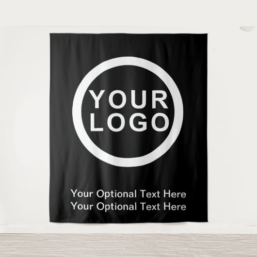 ビジネスロゴブランドモダンの黒い背景 タペストリー (正面)