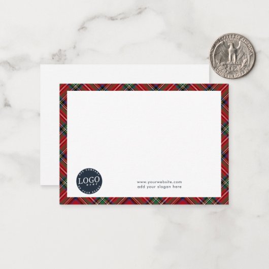 ビジネスロゴプレイド従業員タータンチェック ノートカード (正面/裏面インサイチュ)