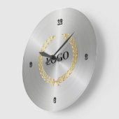 ビジネスロゴプロフェッショナルSilver ラージ壁時計 (傾斜)